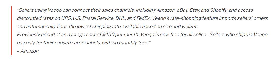 亚马逊免费提供Veeqo服务